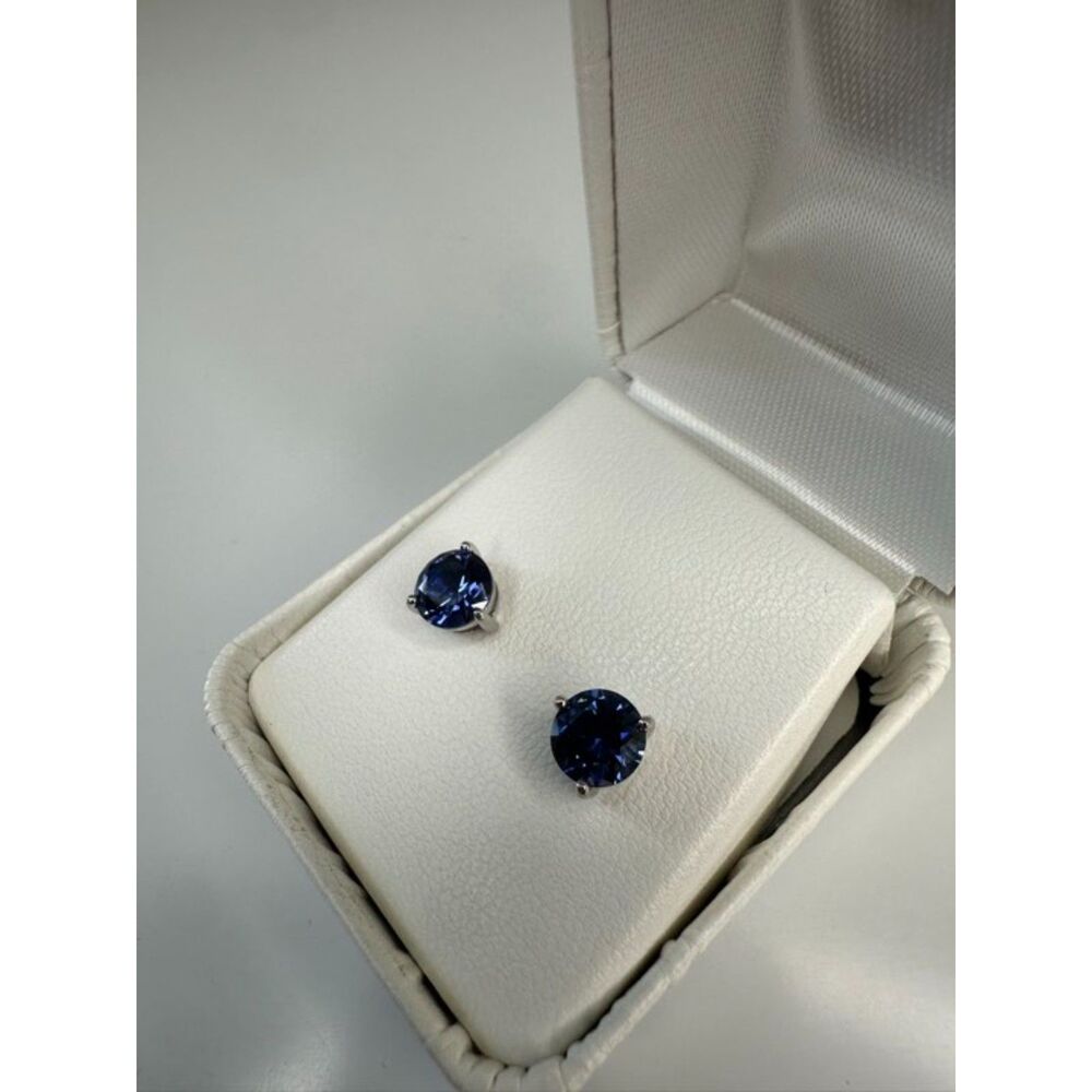 Elegant Round Brilliant 3.40 Ct Sapphire Earring Studs